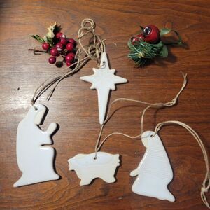 Mud Pie Nativity Set 4 Christmas Ornaments Holy Family Mary Joseph Baby Jesus St